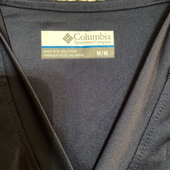 Navy Blue Columbia V-Neck Long Sleeve Top - Picture 3 of 4